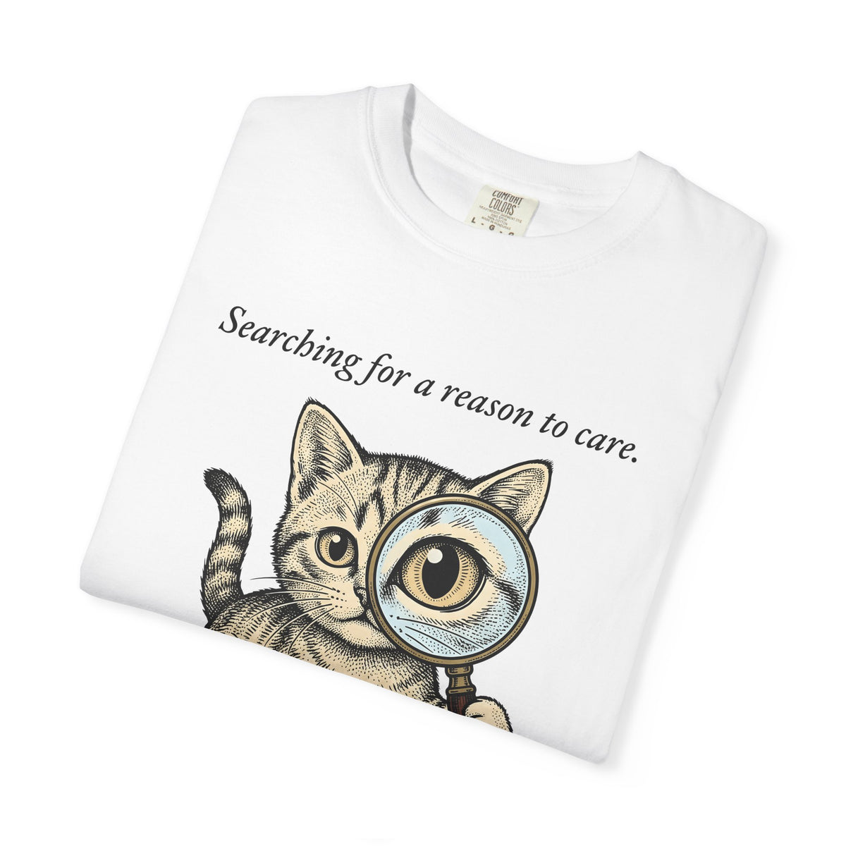 Tabby Cat T-Shirt Cat Humor Gift Women Vintage T-Shirt Kitty T-Shirt Cat Fan Retro T-Shirt Funny Graphic Hand Drawn Magnifying Glass T-Shirt