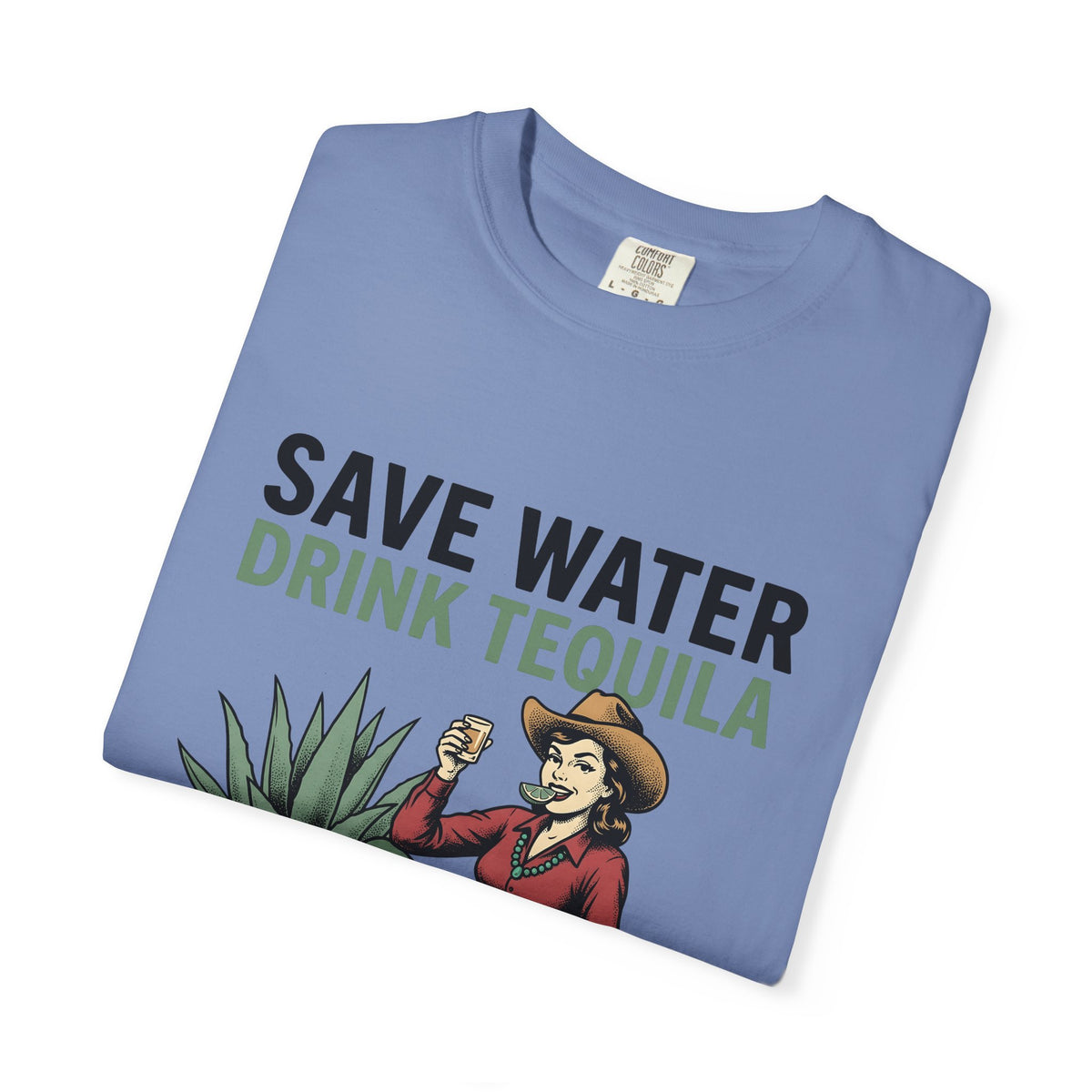 Cowgirl Graphic T-Shirt Cowgirl Tequila Gift Women Vintage T-Shirt Western T-Shirt Cowboy Fan Retro T-Shirt Spirits Graphic Tequila Illustration