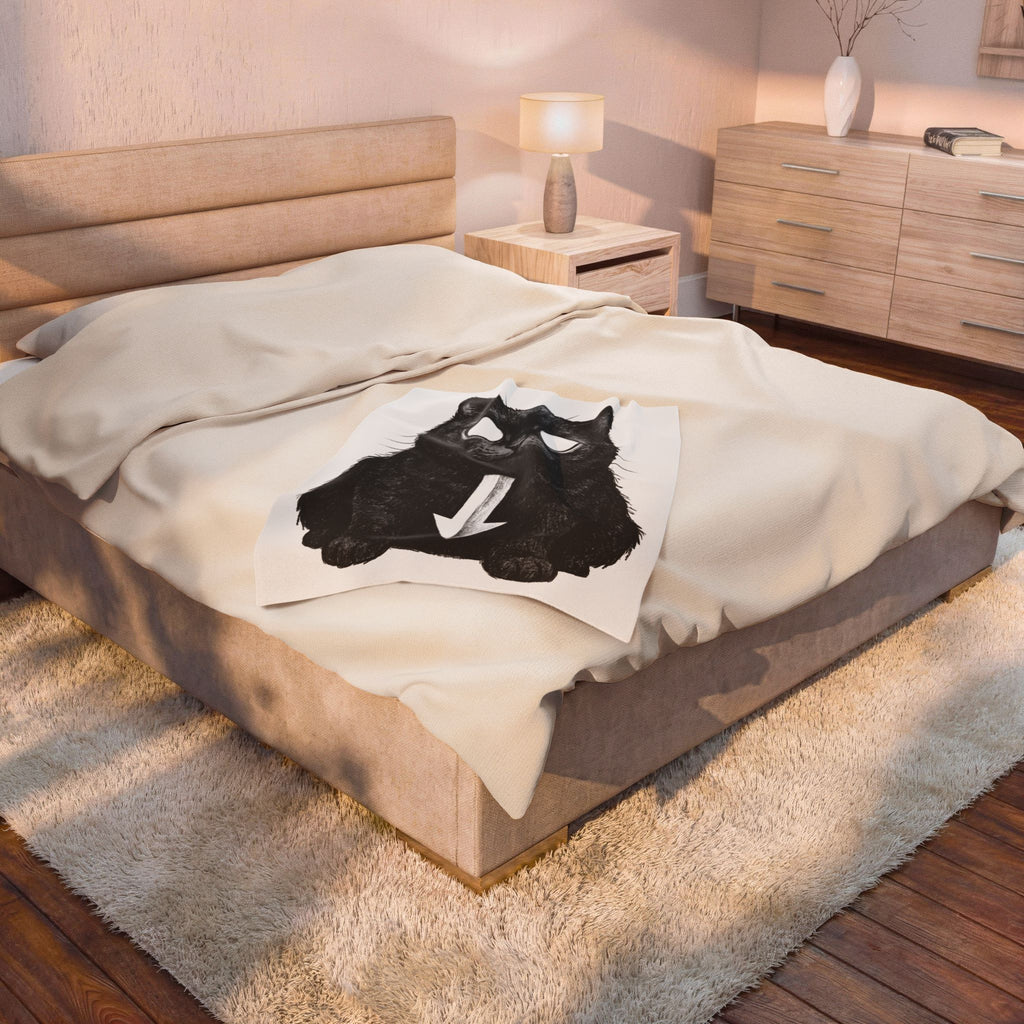 Black Cat Blanket Cat Gothic Gift Women Sketch Blanket Kitty Blanket Feline Fan Cat Illustration Graphic Minimalist Arrow Blanket