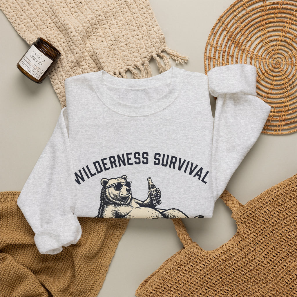 Bear Pool Float Sweatshirt Camping Joke Gift Women Retro Sweatshirt Inflatable Sweatshirt Camper Fan Vintage Sweatshirt Pun Graphic Sketch Shades Sweatshirt