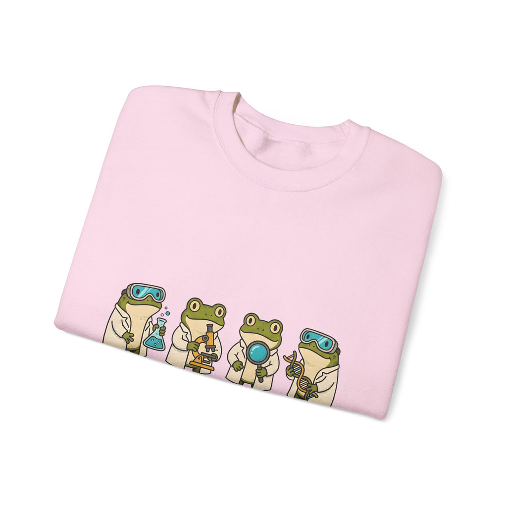 Frog Scientist Sweatshirt Teachers Science Gift Women Cartoon Sweatshirt Toad Sweatshirt Educator Enthusiast Comic Sweatshirt Scientific Graphic Hand Drawn Lab