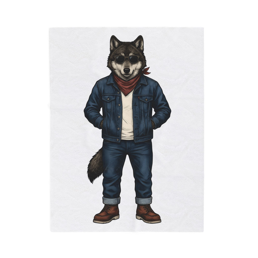 Trendy Wolf Blanket Animal Apparel Gift Women Sketch Blanket Wolf Blanket Wildlife Enthusiast Drawing Design Retro Shades Blanket