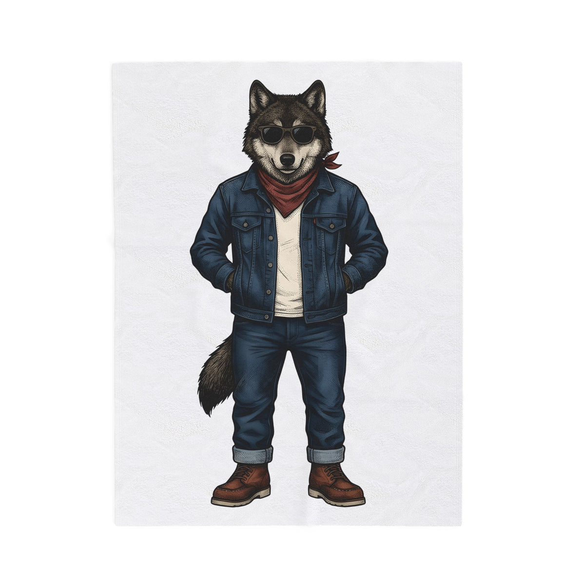 Trendy Wolf Blanket Animal Apparel Gift Women Sketch Blanket Wolf Blanket Wildlife Enthusiast Drawing Design Retro Shades Blanket