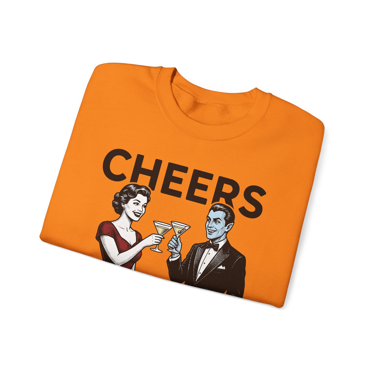 Vampire Duo Sweatshirt Halloween Event Gift Women Antique Sweatshirt Vampire Couple Sweatshirt Horror Fan Spooky Sweatshirt Party Graphic Old School Wine Glass