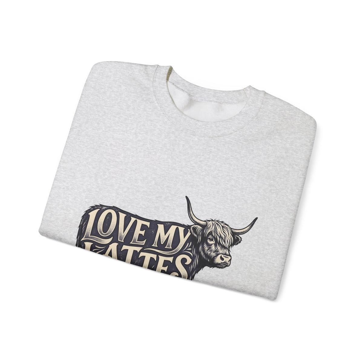 Fuzzy Cattle Sweatshirt Coffee Creatures Gift Women Classic Sweatshirt Cow Sweatshirt Coffee Fan Vintage Sweatshirt Animal Graphic Outline Latte Cup Sweatshirt