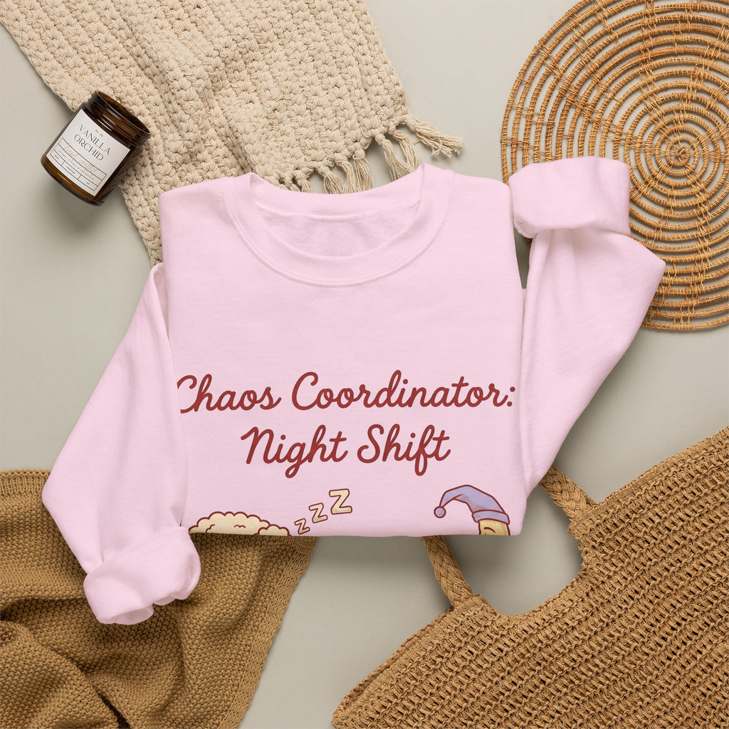 Sleep Items Print Sweatshirt Moms Sleepytime Gift Women Line Art Sweatshirt Bedtime Sweatshirt Motherhood Enthusiast Illustration Design Slumber Graphic