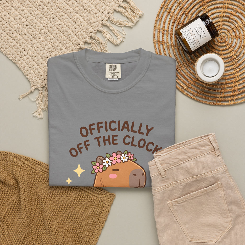 Capybara Coffee T-Shirt Nurses Animal Gift Women Cute T-Shirt Coffee T-Shirt Nurse Enthusiast Adorable T-Shirt Wildlife Graphic Cartoon Daisies