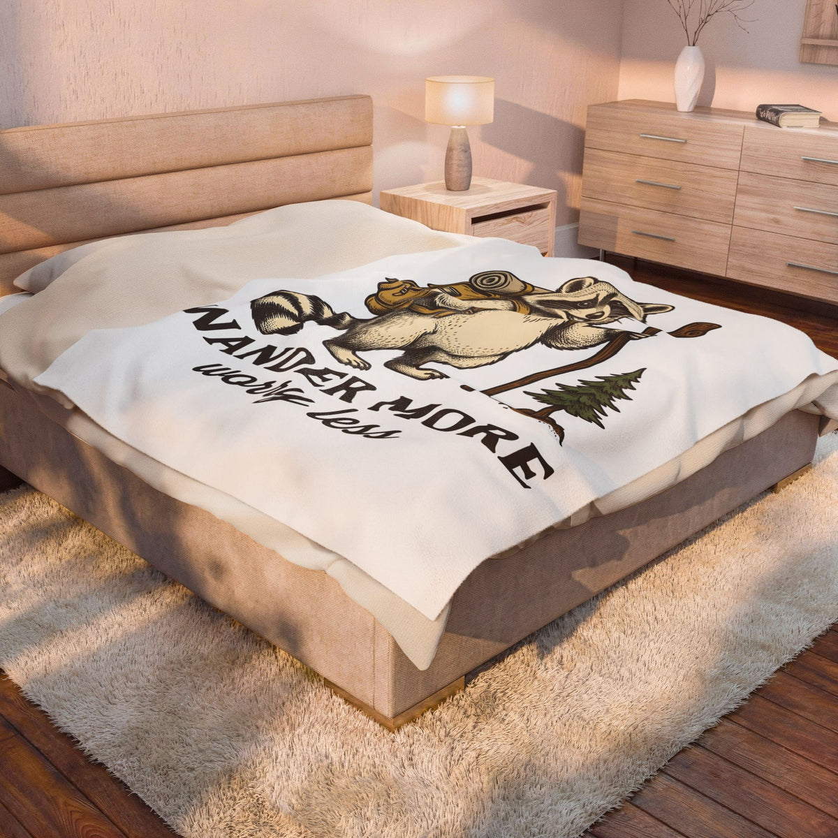 Raccoon Trail Blanket Hiking Exploration Gift Women Classic Blanket Trash Panda Blanket Trekker Enthusiast Vintage Blanket Adventure Graphic Pen