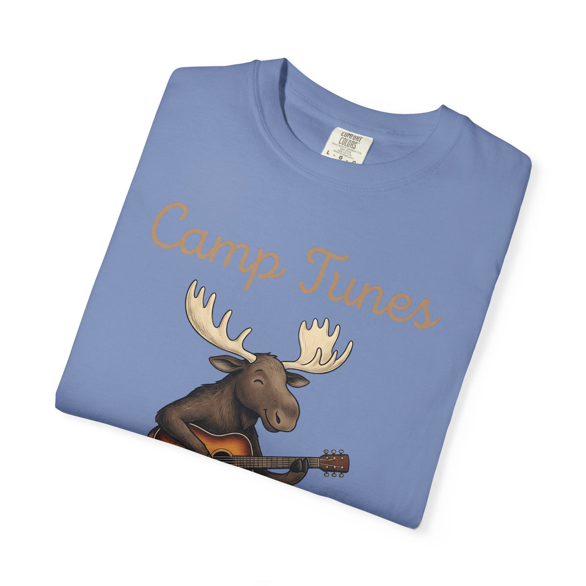 Moose Guitar T-Shirt Camping Music Gift Women Cute T-Shirt Guitar T-Shirt Camper Fan Adorable T-Shirt Music Graphic Hand Drawn Lantern T-Shirt