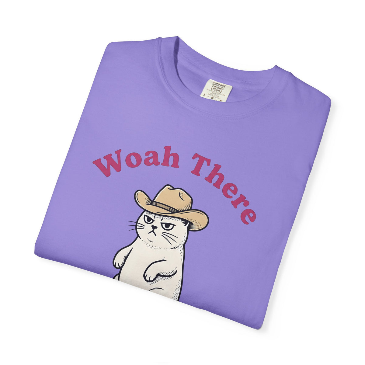 Cowboy Feline T-Shirt Funny Critter Gift Women Hand Drawn T-Shirt Cat T-Shirt Humor Fan Illustrated T-Shirt Animal Graphic Classic Headwear T-Shirt
