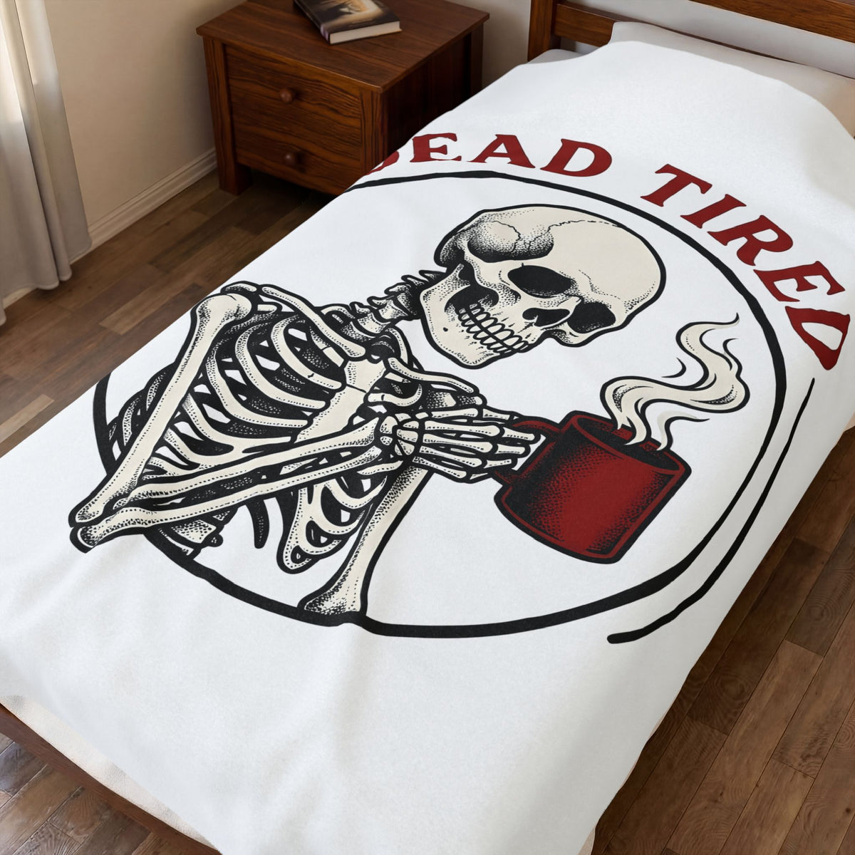 Skeleton Coffee Halloween Coffee Gift Tattoo Skull Coffee Horror Fan Traditional Caffeine Vintage Blanket