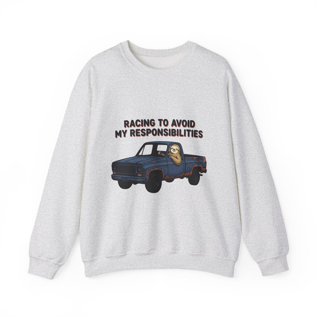 Sloth Truck Sweatshirt Funny Beast Gift Women Animated Sweatshirt Slow Loris Sweatshirt Humor Fan Cartoon Sweatshirt Creature Graphic Line Art Retro Truck