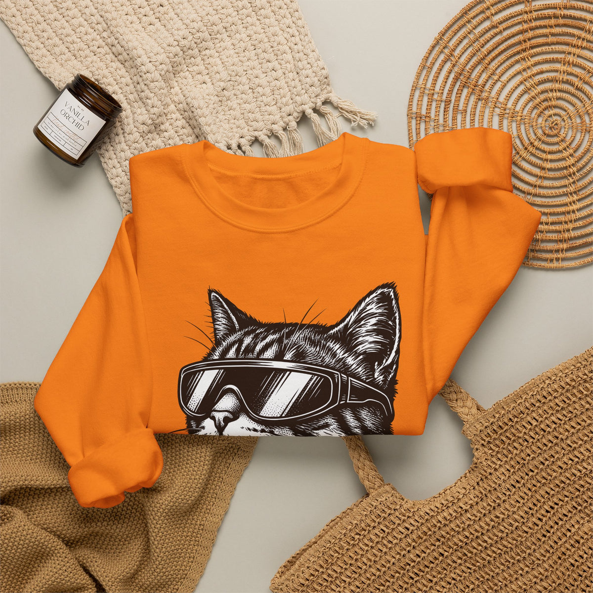 Cat Sunglasses Sweatshirt Cat Animal Gift Women Ink Drawing Sweatshirt Cool Cat Sweatshirt Cat Fan Feline Sweatshirt Creature Graphic Retro Eyewear Sweatshirt