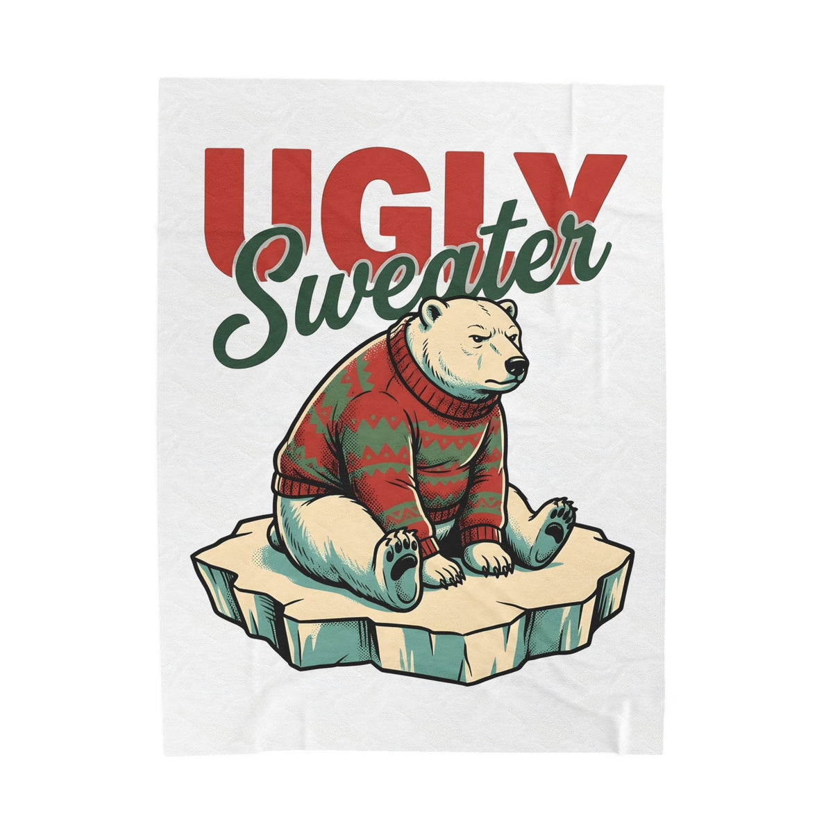 Arctic Bear Sweater Christmas Fauna Gift Nostalgic Polar Bear Xmas Fan Vintage Wildlife Doodle Blanket