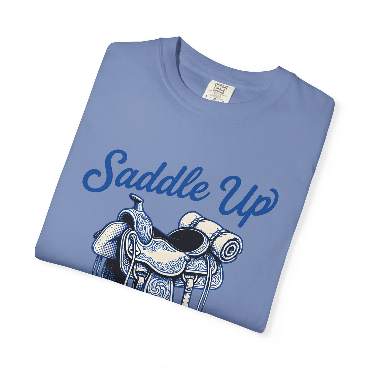 Western Saddle Cowgirl Western Gift Vintage Saddle Cowboy Fan Rodeo Country Hand Drawn Bedroll T-Shirt
