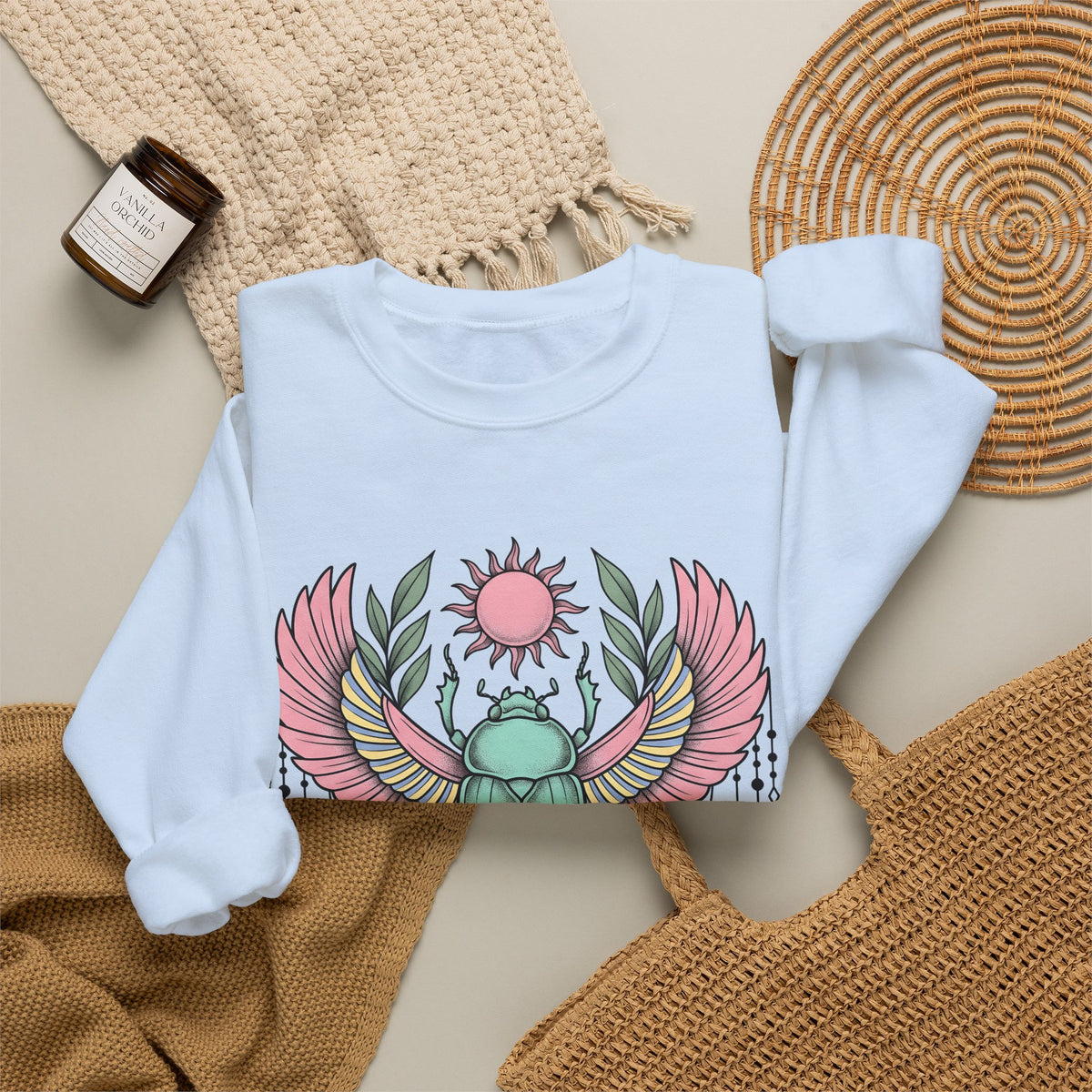 Scarab Bug Boho Chic Metaphysical Gift Tribal Beetle Bohemian Enthusiast Primitive Spiritual Sweatshirt