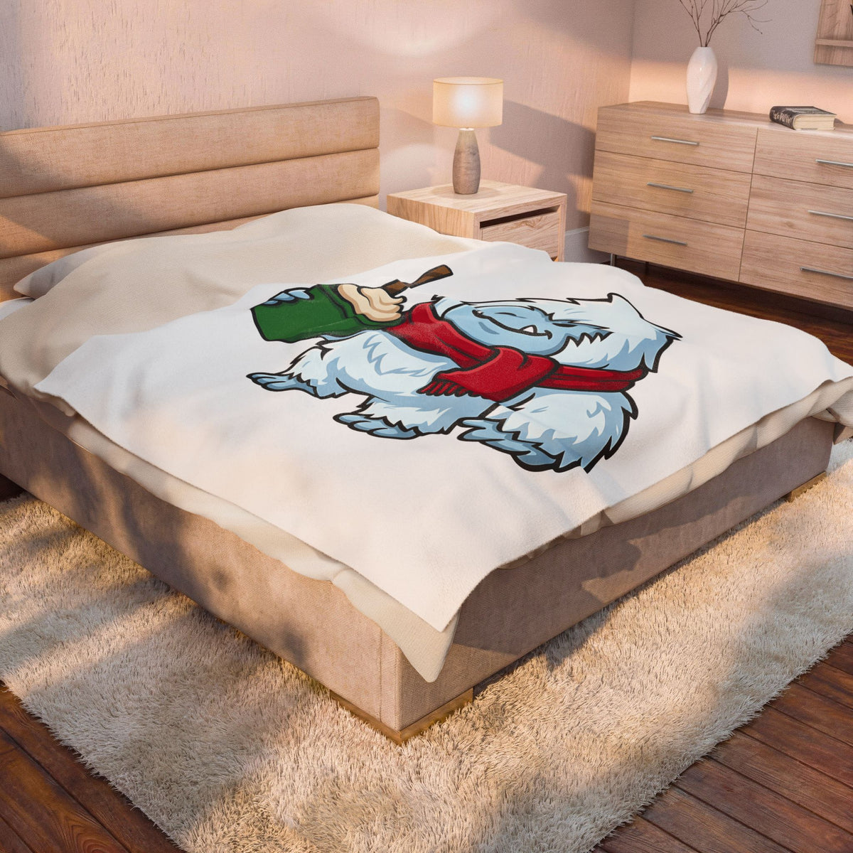 Abominable Snowman Christmas Holiday Gift Comic Yeti Xmas Fan Cartoon Holiday Chibi Blanket