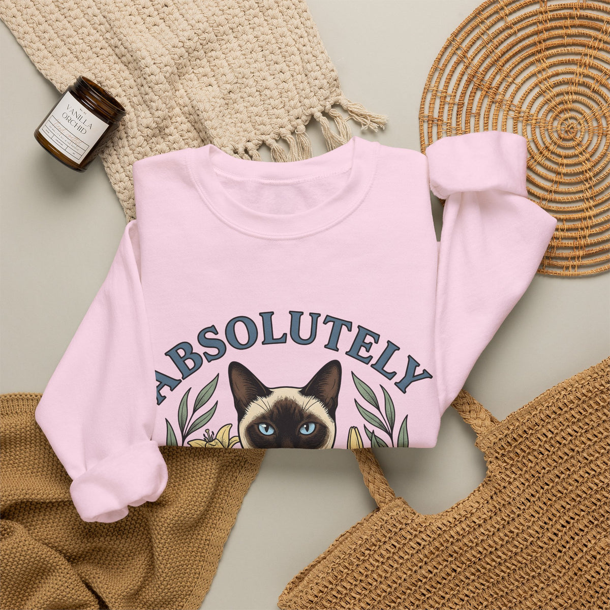 Siamese Cat Sweatshirt Cat Floral Gift Women Hand Drawn Sweatshirt Siamese Sweatshirt Cat Fan Illustrated Design Vintage Lilies Sweatshirt