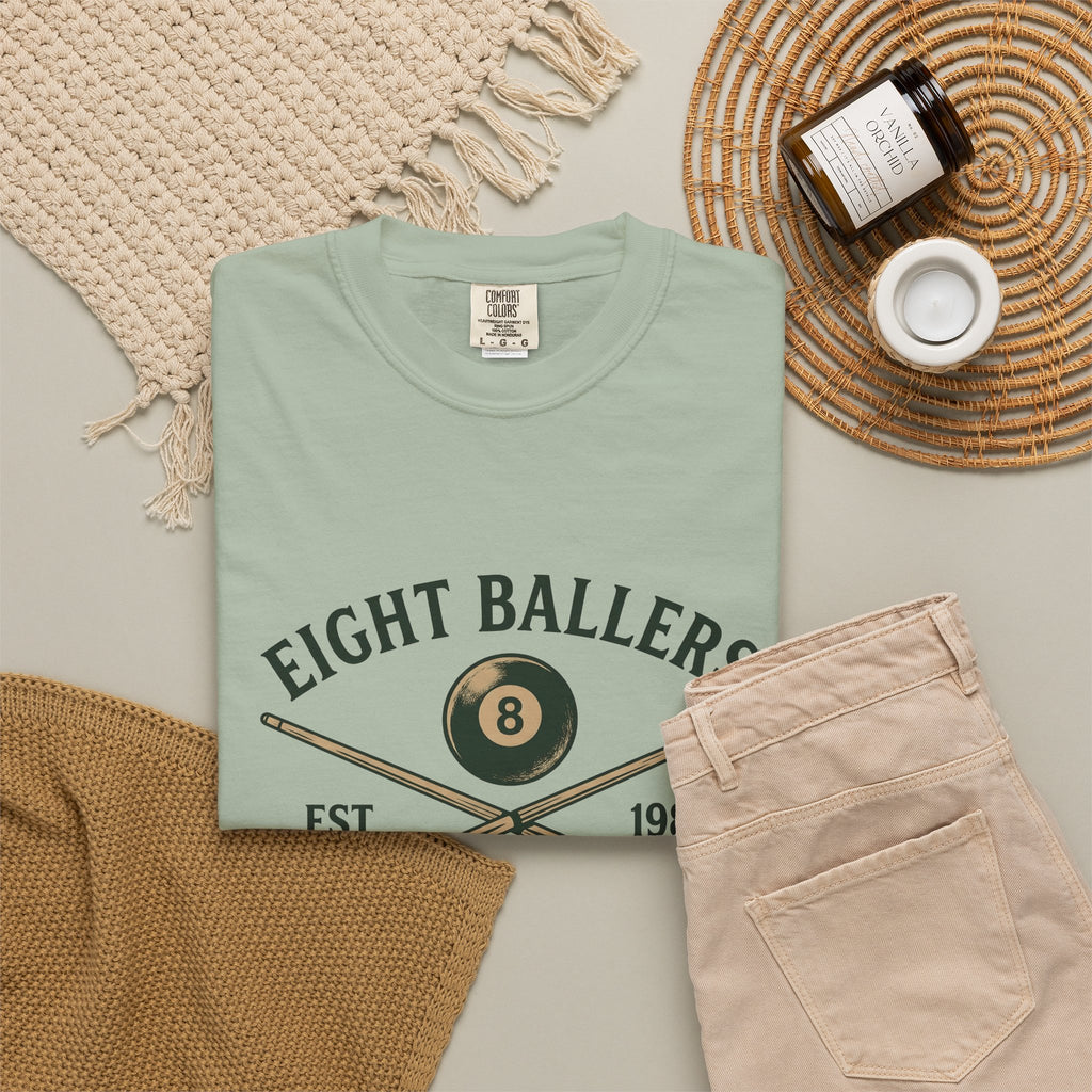 Eight Ball T-Shirt Billiards Bar Gift Women Vintage T-Shirt Magic Ball T-Shirt Pool Fan Distressed T-Shirt Pub Graphic Retro Pool Cues T-Shirt