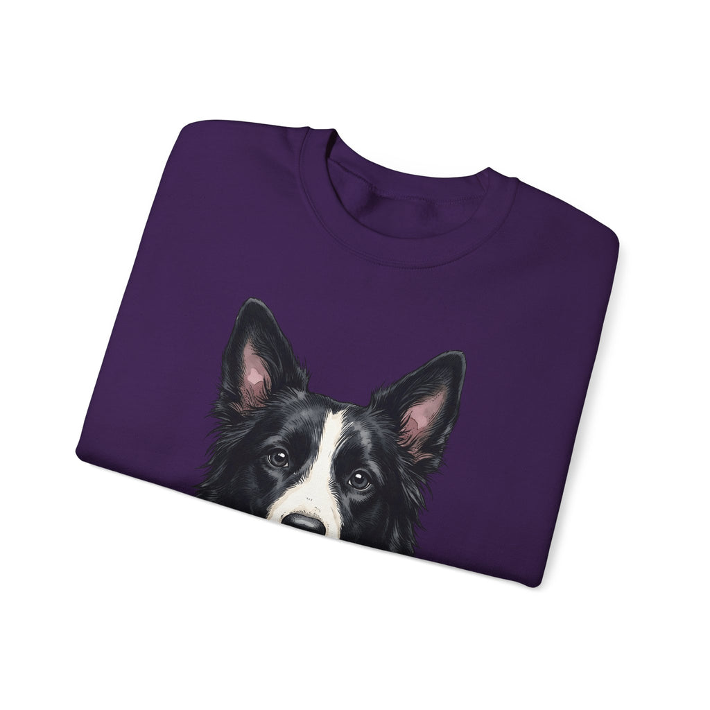 Border Collie Puppy Sweatshirt Dog Pets Gift Women Line Art Sweatshirt Puppy Sweatshirt Dog Fan Collie Sweatshirt Animal Graphic Hand Drawn Woven Collar Sweatshirt