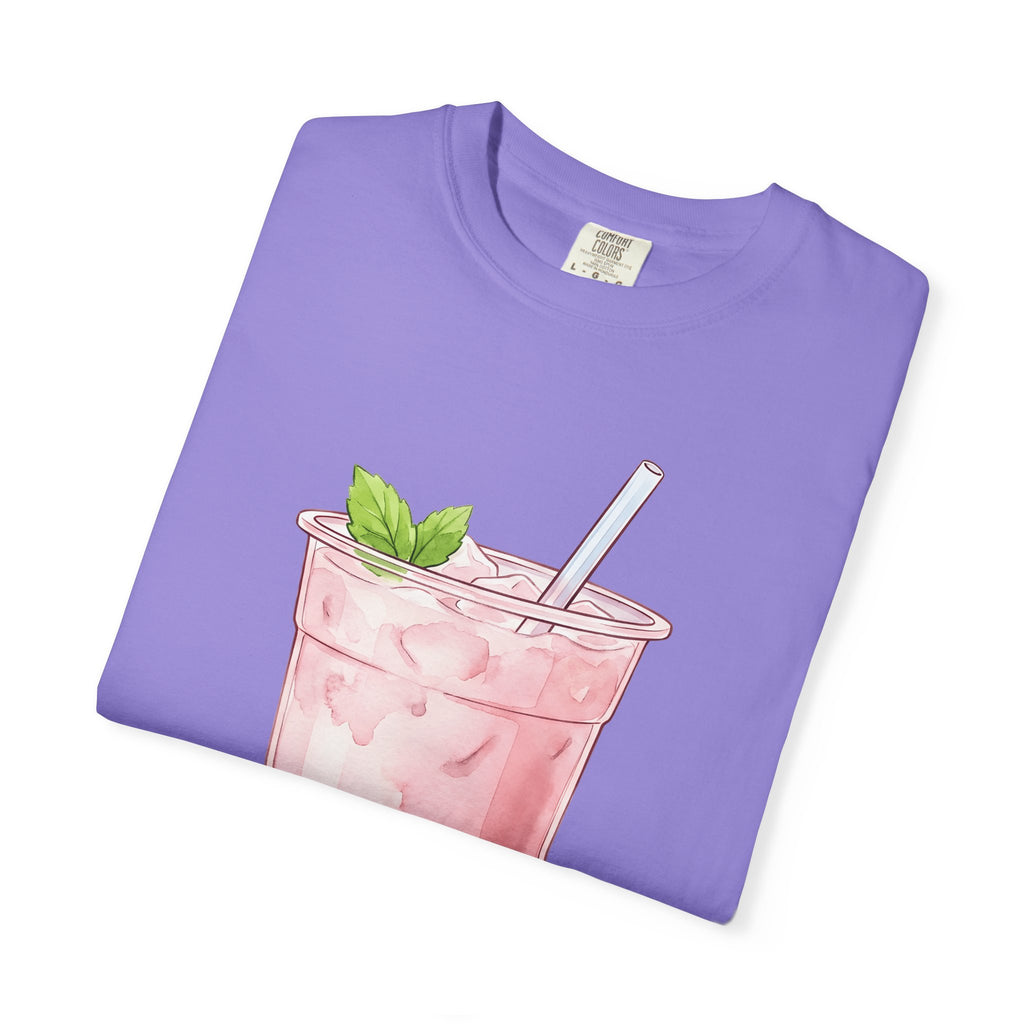Strawberry Boba Tea T-Shirt Drinks Gastronomy Gift Women Gouache T-Shirt Boba Tea T-Shirt Beverage Fan Watercolor T-Shirt Foodie Graphic Clean Mint