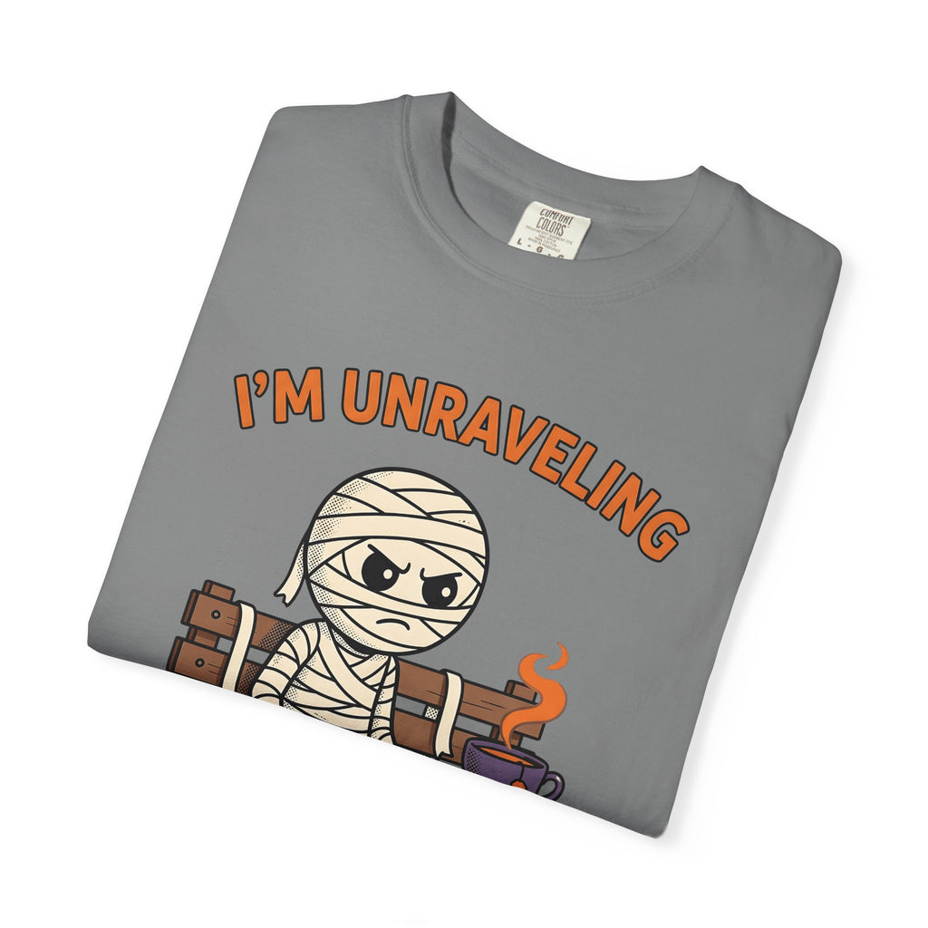 Mummy Halloween Joke Gift Comic Wrap Horror Fan Cartoon Pun Retro Teacup T-Shirt