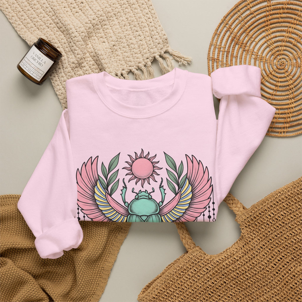 Scarab Bug Boho Chic Metaphysical Gift Tribal Beetle Bohemian Enthusiast Primitive Spiritual Sweatshirt