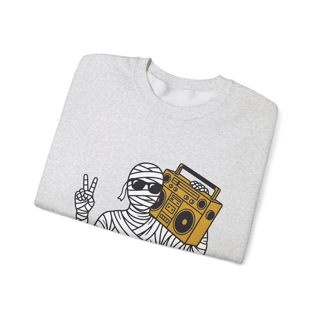 Mummy Boombox Halloween Audio Gift Sketch Wrapped Mummy Horror Fan Monster Drawing Old Sweatshirt