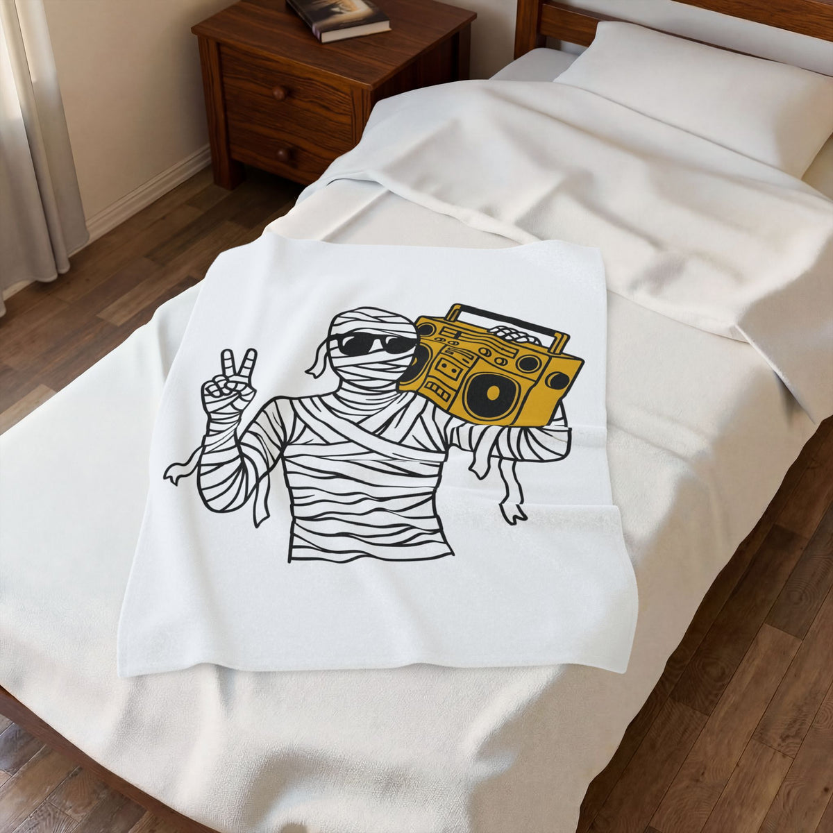 Mummy Boombox Halloween Audio Gift Sketch Wrapped Mummy Horror Fan Monster Drawing Old Blanket