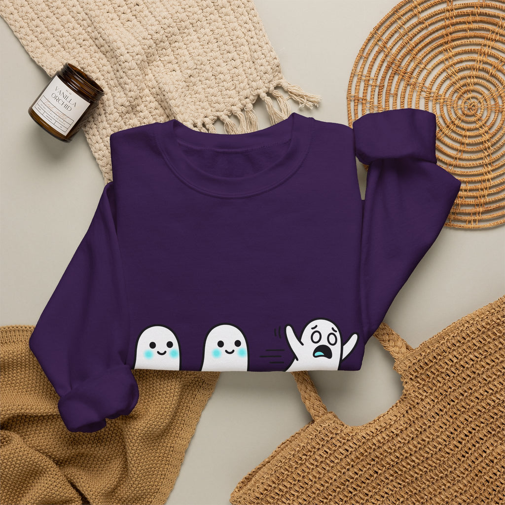 Sweet Ghost Pack Sweatshirt Funny Halloween Party Gift Women Chibi Sweatshirt Ghostly Spirits Sweatshirt Humor Fan Cartoon Sweatshirt Spooky Graphic Halloween