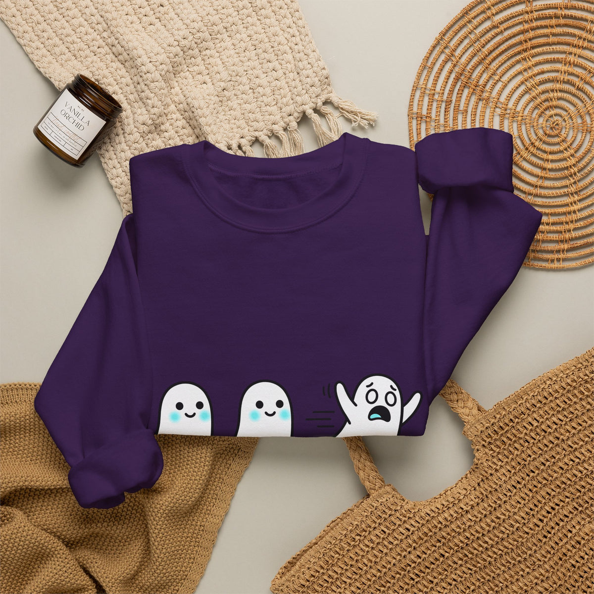 Sweet Ghost Pack Sweatshirt Funny Halloween Party Gift Women Chibi Sweatshirt Ghostly Spirits Sweatshirt Humor Fan Cartoon Sweatshirt Spooky Graphic Halloween
