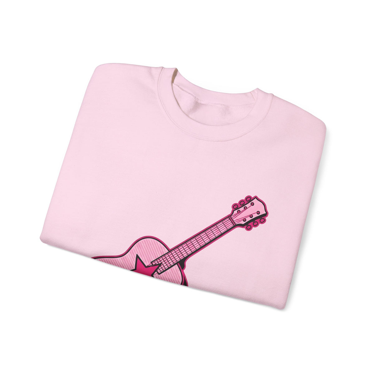 Pink Electric Guitar Sweatshirt Cowgirl Instruments Gift Women Cartoon Sweatshirt Guitar Sweatshirt Cowboy Fan Comic Sweatshirt Music Graphic Vintage Star