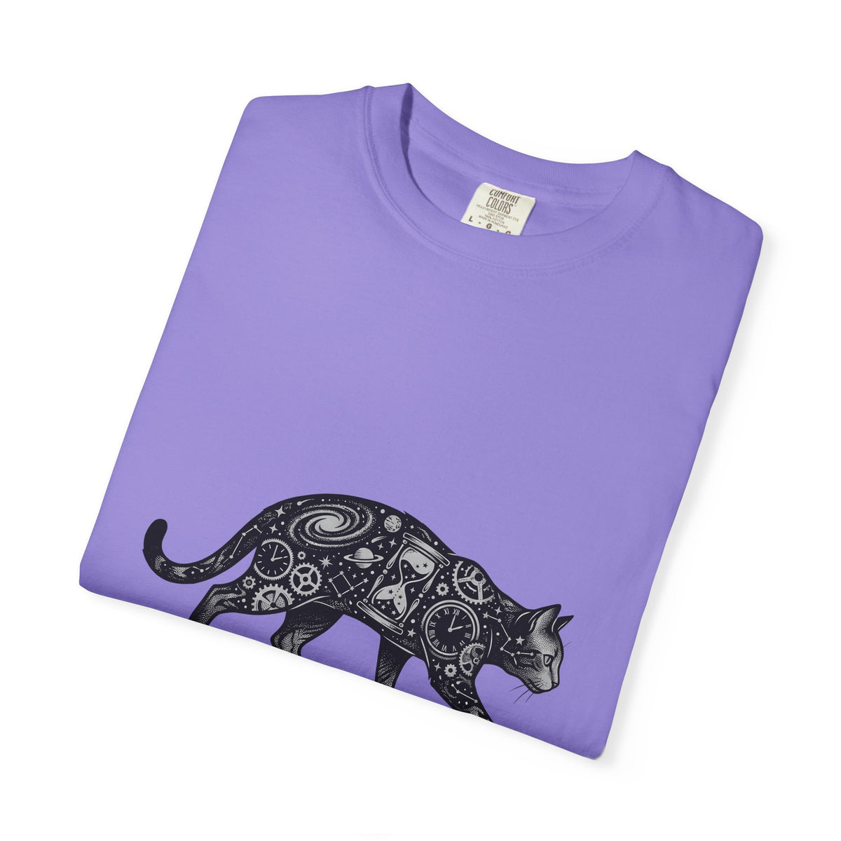 Cosmic Cat T-Shirt Cat Steampunk Gift Women Tattoo Style T-Shirt Kitty T-Shirt Cat Fan Traditional T-Shirt Steampunk Graphic Vintage Gears T-Shirt