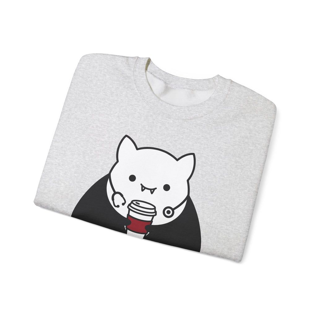 Vampire Coffee Sweatshirt Sweatshirt Nurses Fall Gift Women Cartoon Sweatshirt Coffee Cup Sweatshirt Nurse Enthusiast Comic Sweatshirt Autumn Graphic Clean Nurse