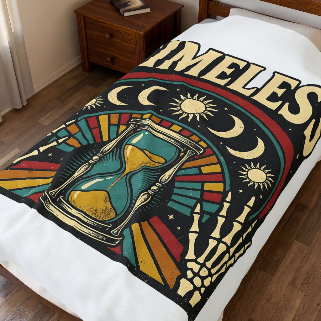 Skull Hourglass Blanket Boho Chic Astrology Gift Women Trippy Blanket Death Symbol Blanket Hippie Fan Psychedelic Blanket Zodiac Graphic Retro