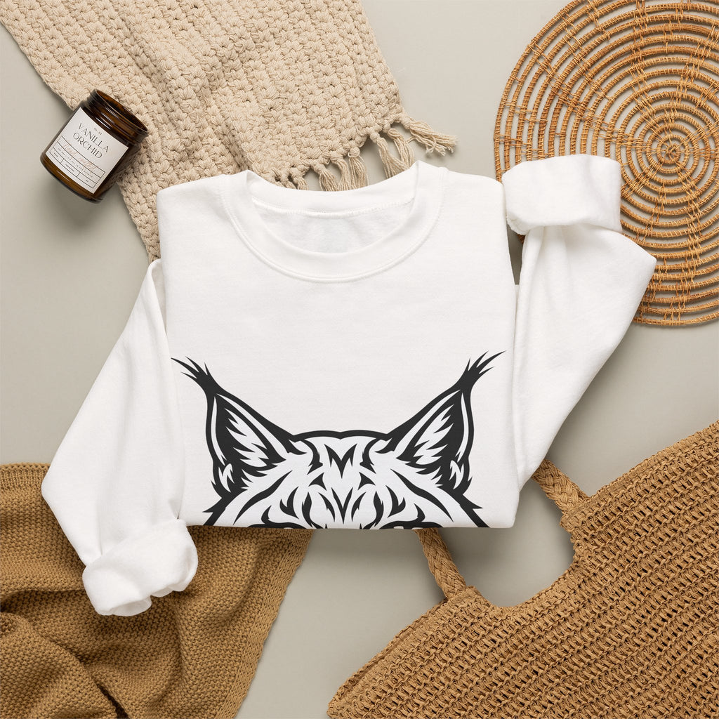Lynx Head Sweatshirt Cat Wildlife Gift Women Bold Line Art Sweatshirt Bobcat Sweatshirt Cat Fan Line Art Sweatshirt Wildlife Graphic Tribal Wildcat Sweatshirt