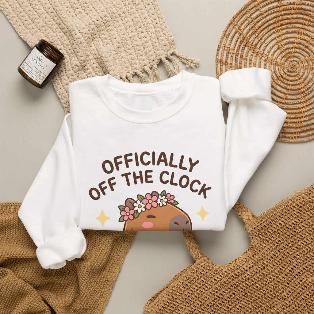 Capybara Coffee Sweatshirt Nurses Animal Gift Women Cute Sweatshirt Coffee Sweatshirt Nurse Enthusiast Adorable Sweatshirt Wildlife Graphic Cartoon Daisies