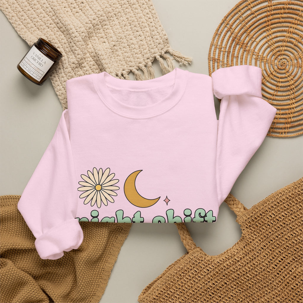 Moon Blossom Graphic Sweatshirt Nurses Drink Gift Women Cartoon Sweatshirt Flower Sweatshirt