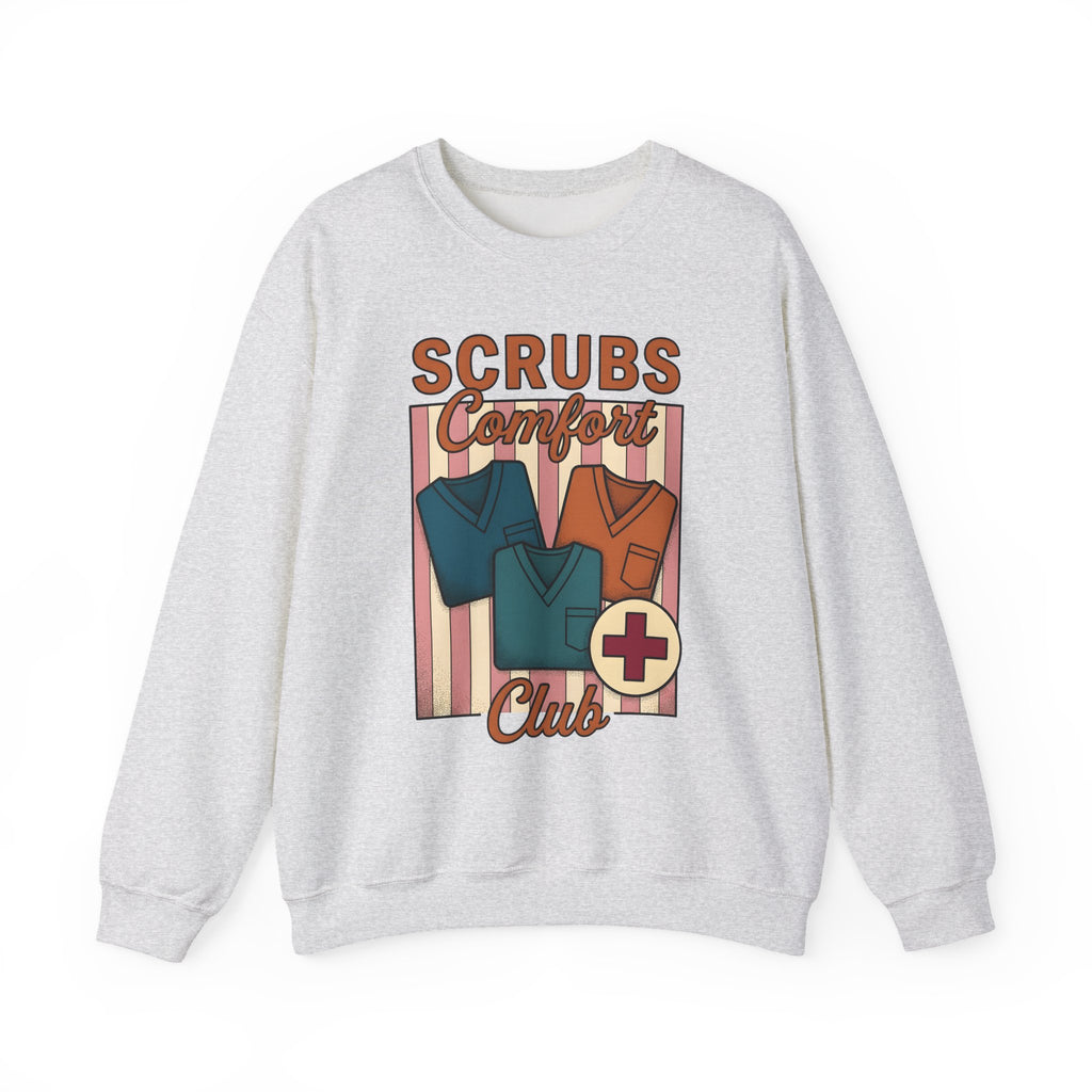 Scrubs Print Sweatshirt Nurses Wellness Gift Women Hand Drawn Sweatshirt Medical Print Sweatshirt Nurse Enthusiast Illustration Graphic Line Art Red Cross