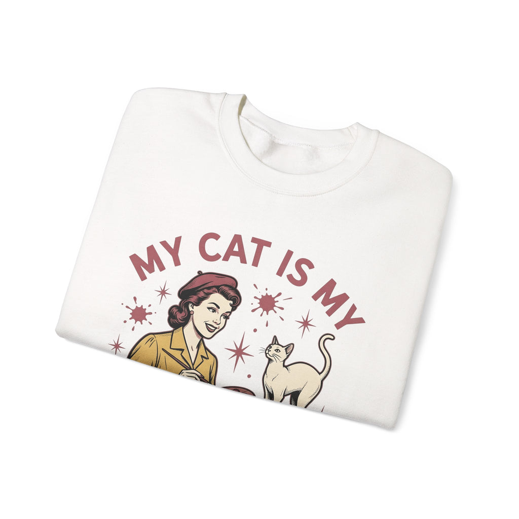 Kitty Artist Sweatshirt Cat Fauna Gift Women Antique Sweatshirt Cat Lady Sweatshirt Feline Fan Vintage Sweatshirt Wildlife Graphic Heritage Art Palette Sweatshirt