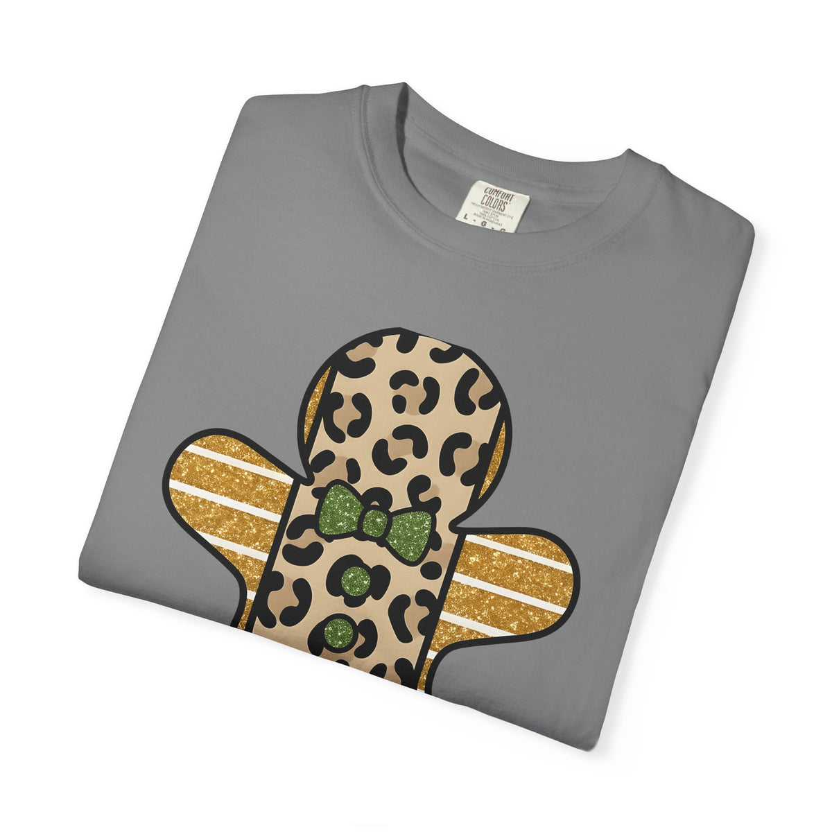 Spotted Gingerbread Animal Xmas Gift Shimmer Gingerbread Man Leopard Fan Glitter Holiday T-Shirt