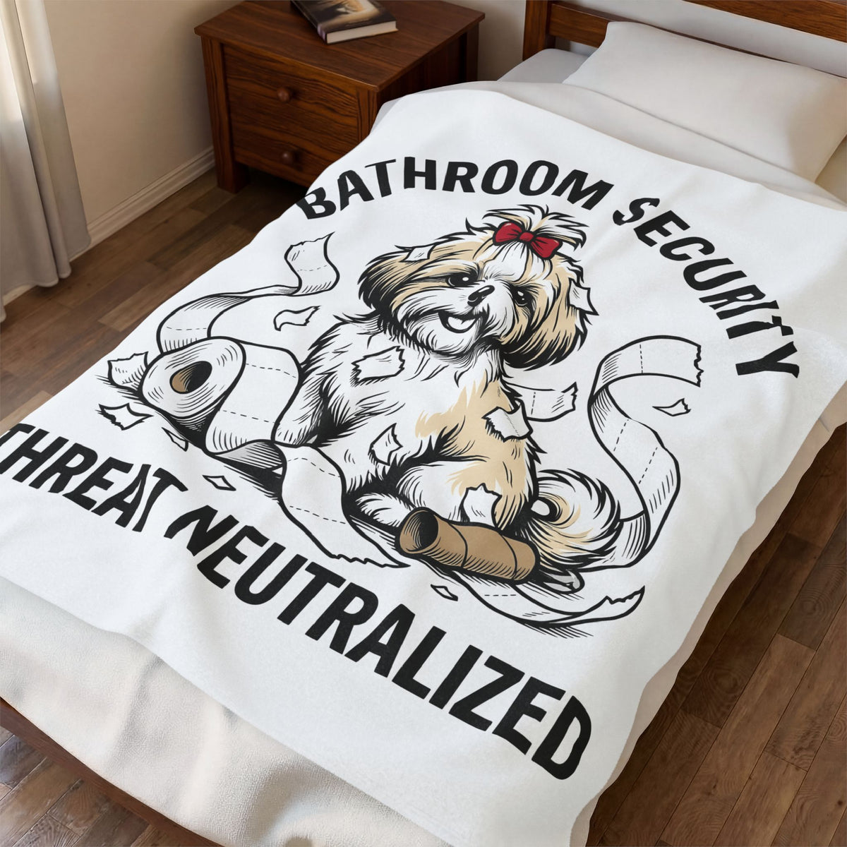 Shih Tzu Puppy Blanket Dog Joke Gift Women Comic Blanket Puppy Blanket Dog Fan Cartoon Blanket Humor Graphic Sketch Bathroom Paper Blanket