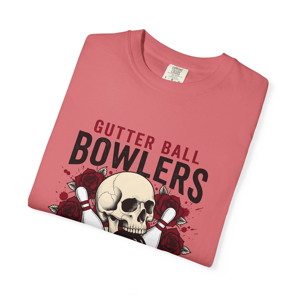 Skull Bowling Pins T-Shirt Bowling Humor Gift Women Tattoo T-Shirt Bowling Pin T-Shirt Bowling Fan Traditional T-Shirt Funny Graphic Vintage Roses