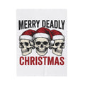 Skull Santa Hats Blanket Christmas Gothic Gift Women Tattoo Blanket Skull Caps Blanket Xmas Fan Traditional Blanket Dark Graphic Vintage Holiday
