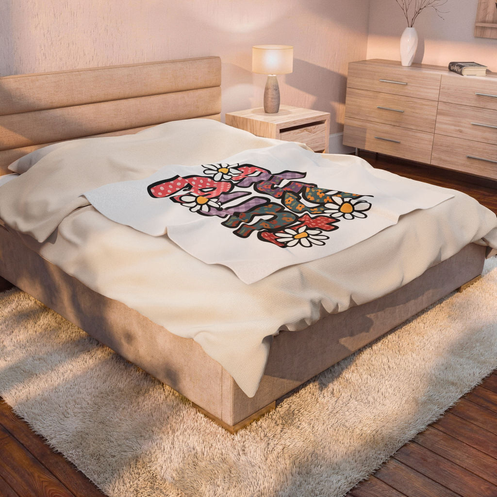 Floral Lettering Print Blanket Dog Niece Gift Women Sketch Blanket Typography Blanket Dog Fan Hand Drawn Blanket Niece Graphic Cartoon Chamomile