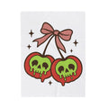 Skull Cherry Blanket Halloween Eerie Gift Women Fun Blanket Sugar Skull Blanket Spooky Fan Cartoon Blanket Dark Graphic Bow Tie Blanket