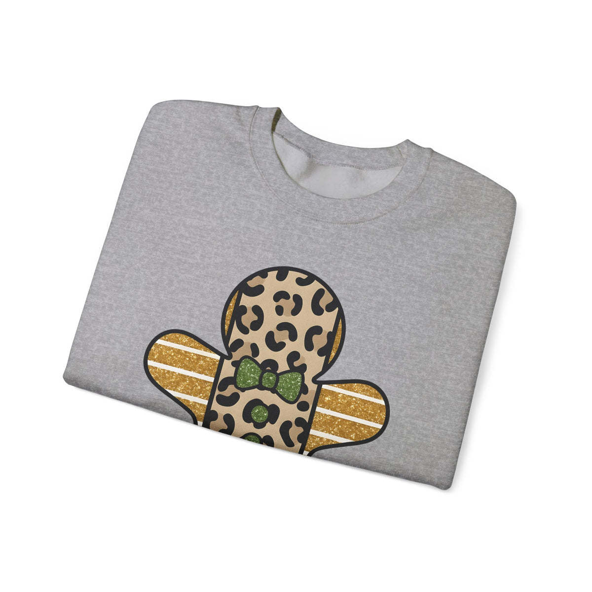 Spotted Gingerbread Animal Xmas Gift Shimmer Gingerbread Man Leopard Fan Glitter Holiday Sweatshirt