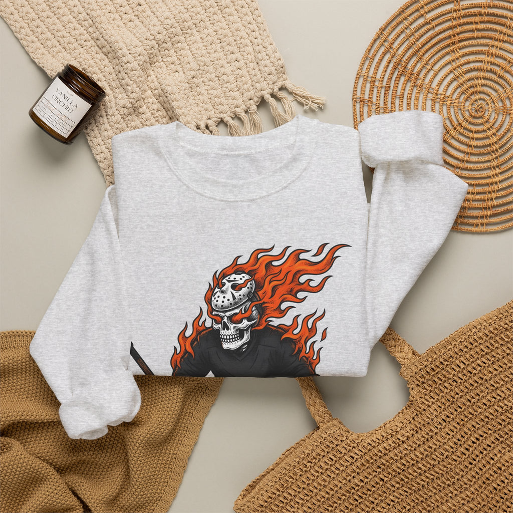 Burning Hockey Goalie Sweatshirt Hockey Skeleton Gift Women Neo Traditional Sweatshirt Goalie Sweatshirt Hockey Fan Hockey Player Sweatshirt Bone Graphic Old