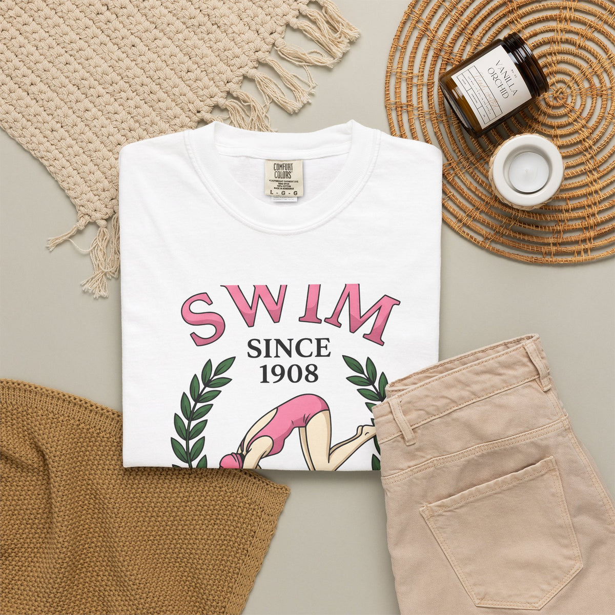Swim Graphic T-Shirt Swimming Exercise Gift Women Antique T-Shirt Swimwear T-Shirt Aquatic Enthusiast Vintage T-Shirt Fitness Graphic Old School