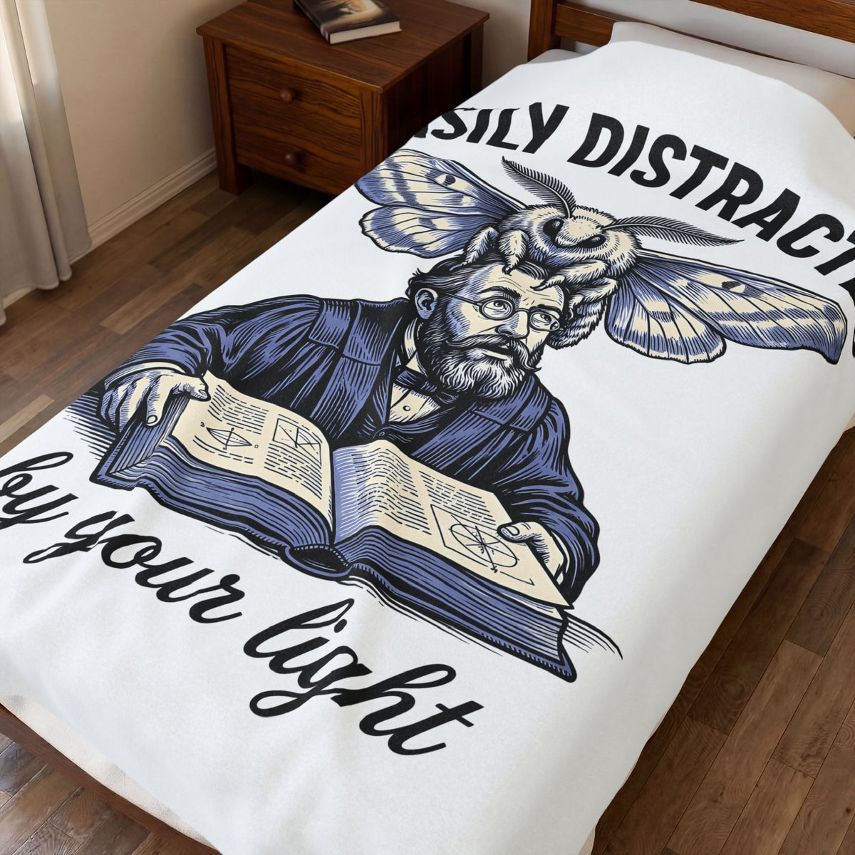 Winged Cryptid Blanket Funny Life Science Gift Women Retro Blanket Mothman Blanket Humor Fan Vintage Blanket Biology Graphic Line Art Open Novel